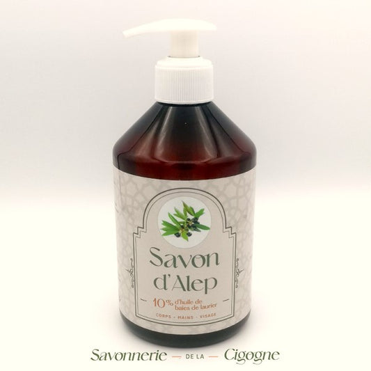 Savon d'Alep liquide 500 ml à 10% huile de baies de laurier